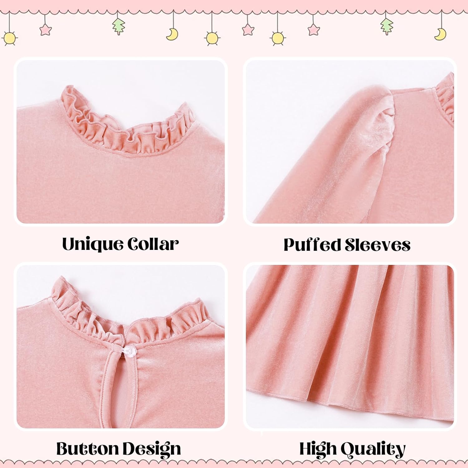 Toddler Girls Velvet Dress Puff Long Sleeve Lace Collar Halloween Party Dresses Baby Fall Winter Clothes 2-7T - Image 6