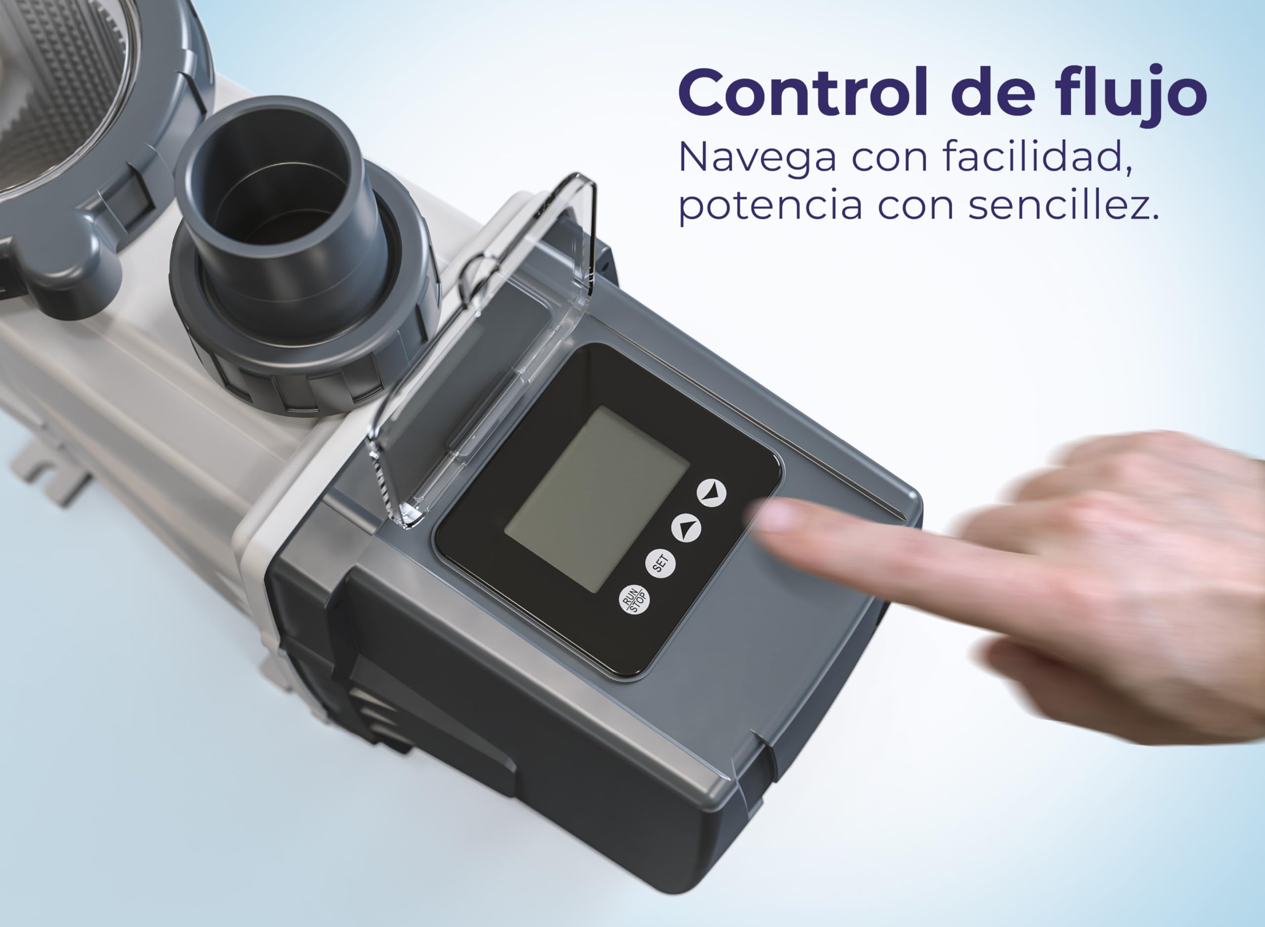 Bomba para Piscina de Velocidad Variable para Piscinas con un volumen de hasta 65m3. 750 W de Potencia y 4 Velocidades - Gre VSG75