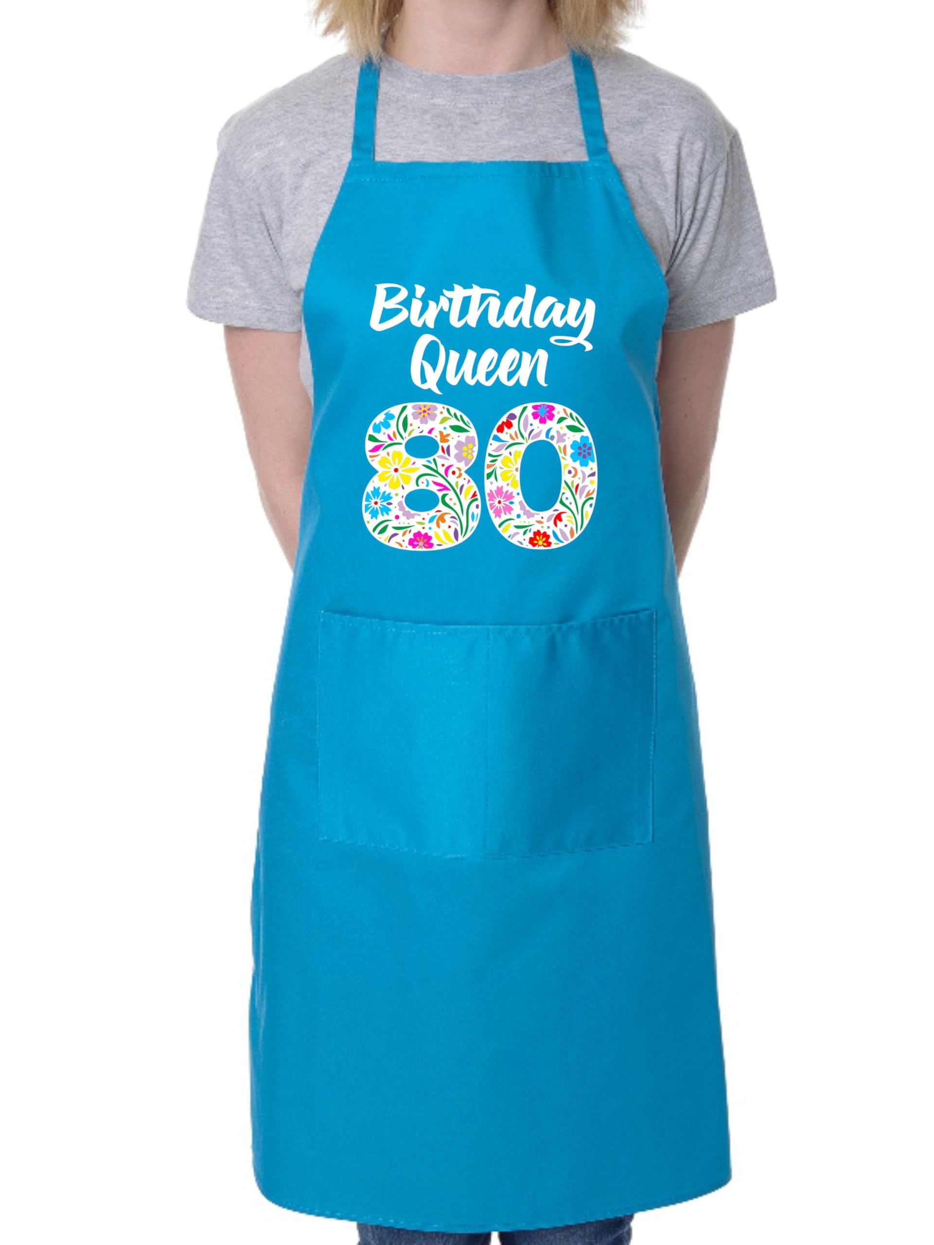 Print4u Unisex Blue Birthday Queen 80 Apron Gift For 80Th Birthday 80 Year Old Present