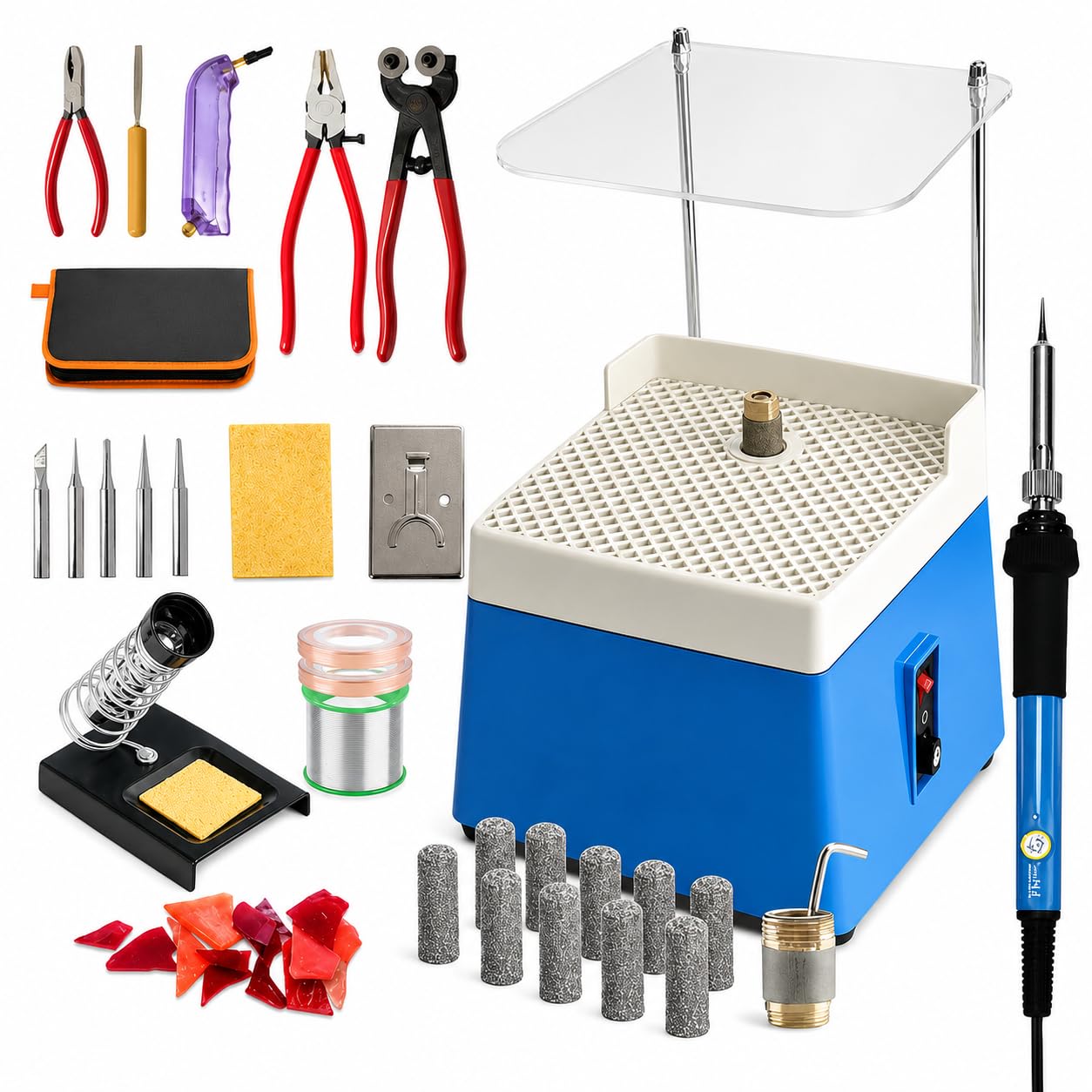YXYLJOZ Stained Glass Starter Kit with Glass Grinder Machine - DIY Mosaic Set for Beginners and Hobbyists - Complete Craft Supplies for Creative Projects