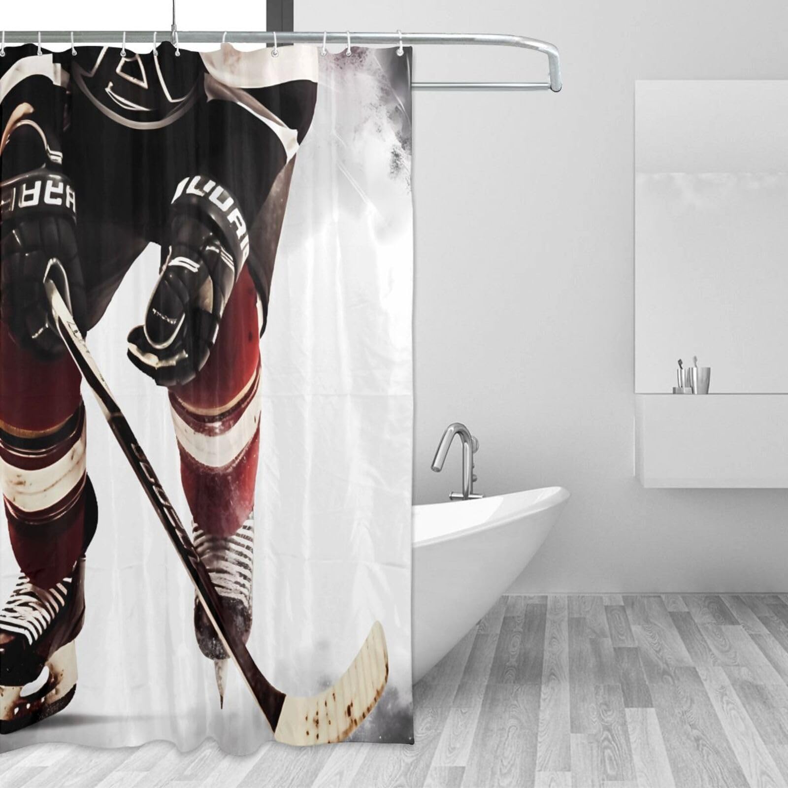 Rideau de douche hockey 183x183 cm pour transformer la salle de bain des enfants