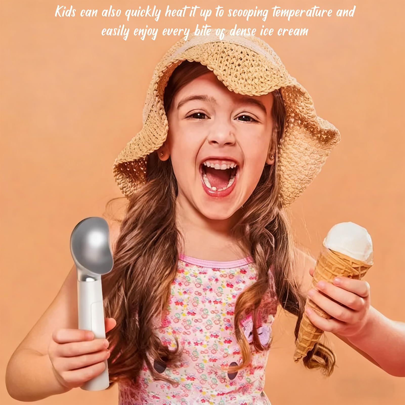 Cuillère à glace électrique – Cuillère à glace chauffante avec interrupteur tactile de température, batterie 2000 mAh, écran LED pour gelato et desserts glacés