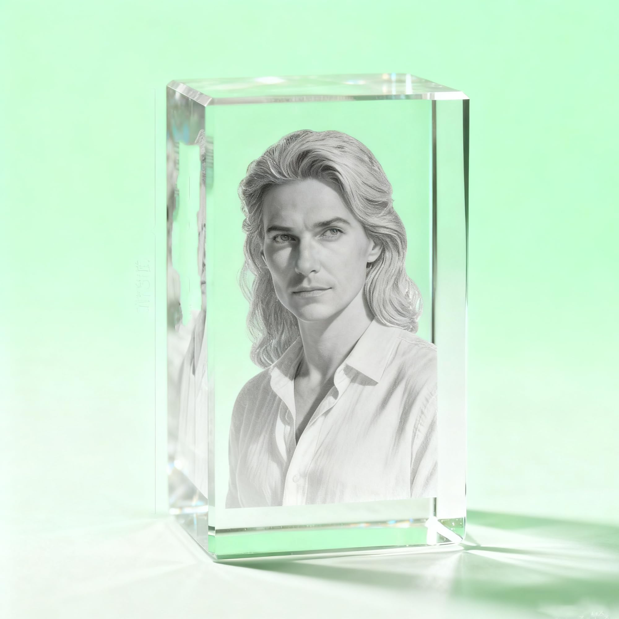 Foto 3D en Cristal Personalizada – Imagen Grabada con Láser en Vidrio | Retrato 3D de Persona o Mascota | Regalo Personalizado para Cumpleaños, Boda o Navidad (4x4x6cm)