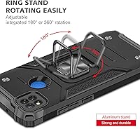 Vista 4 de Asuwish Funda de teléfono para Xiaomi Redmi 9C con protector de pantalla de vidrio templado y soporte de anillo, delgado híbrido protector móvil