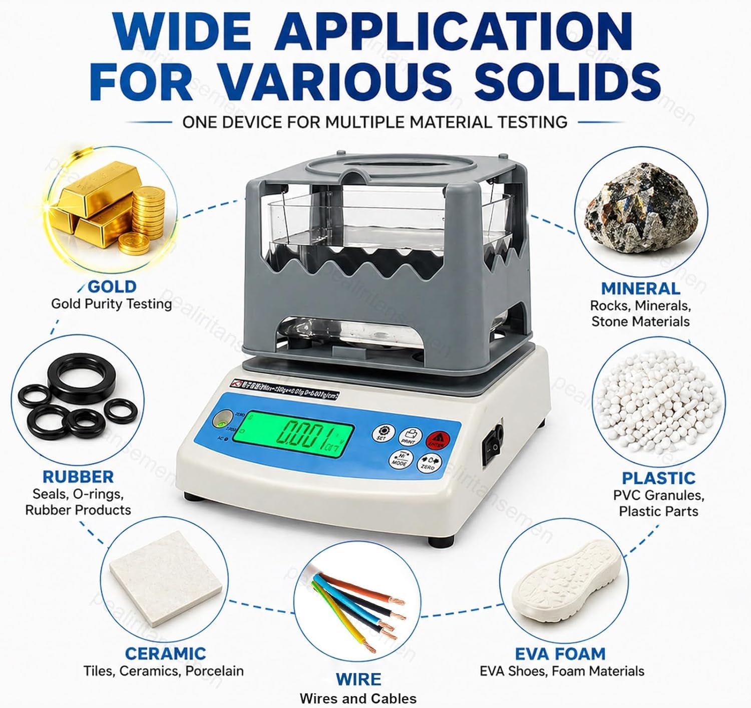Densimetro Digitale – Densimetro di Precisione 0,001 G/cm³ per Gomma, Plastica E Metalli Preziosi – Test con Un Solo Clic, Display LCD, Ideale per Laboratori E Industria. 300A