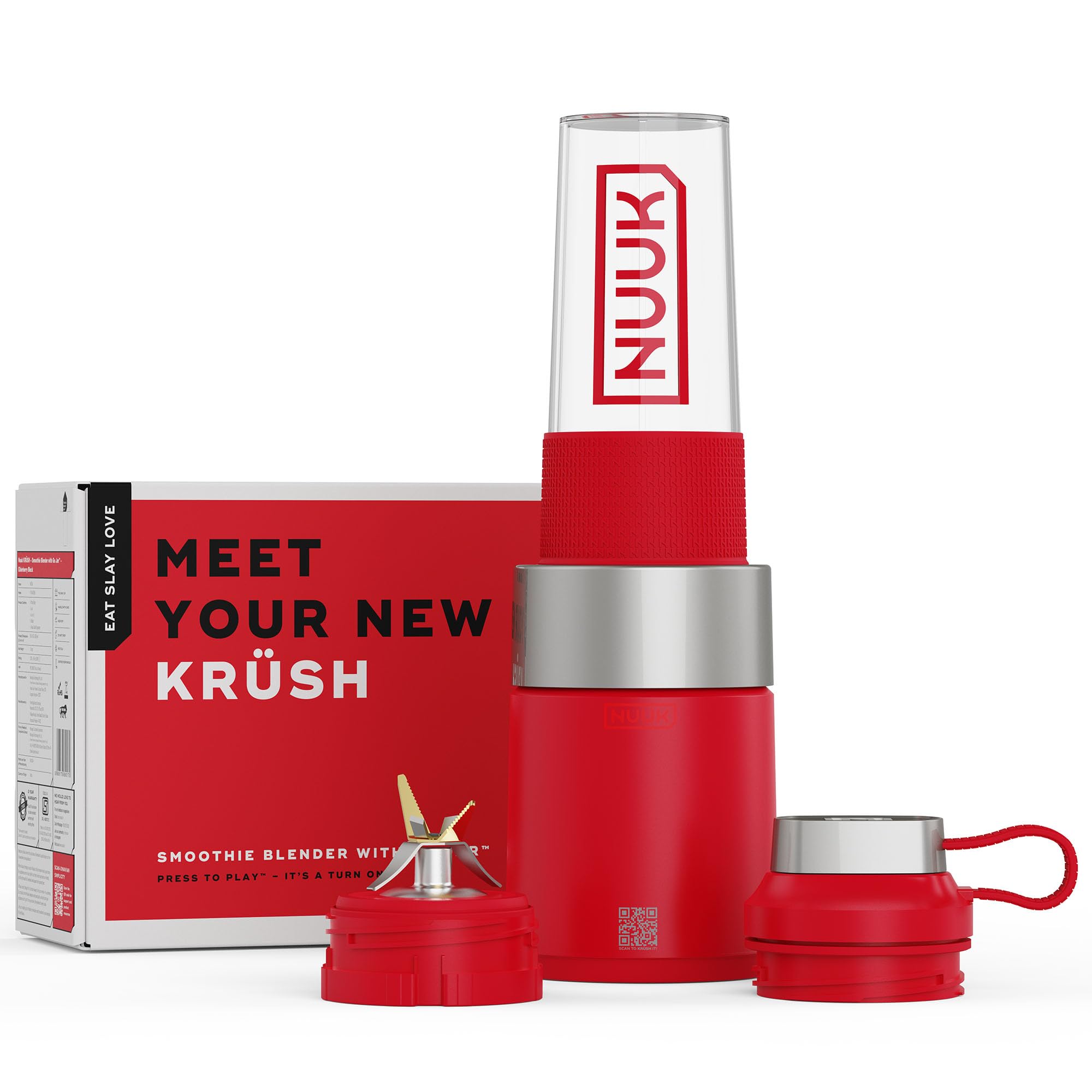 NUUK KRUSH Blender Mixer Grinder | 500W Personal Smoothie Blender with 24,500 RPM | 6-Leaf Blade | Compact Mixer Grinder for Gym, Office, Kitchen | BPA-Free 460ml Go Jar™ | Titanium Alloy Build