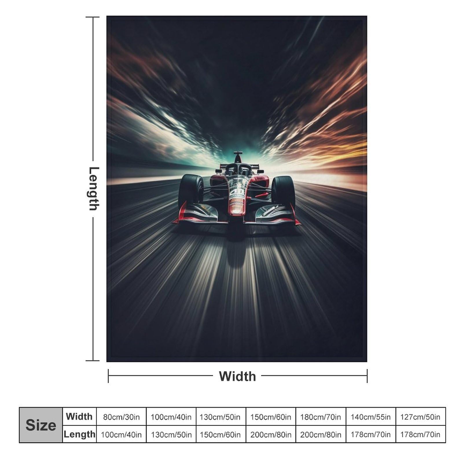 F1 Rennen Dick Decke Weich Wärme Gemütlich Flannel-Fleece Sofadecke Deckeldecke 3D Bilder Wohndecke Für Bett/Sofa （150×200cm）