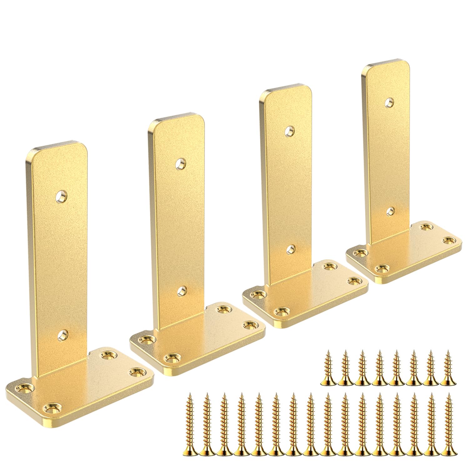 Photo 1 of Floating Shelf Brackets upgraded, 10 inch, Gold Heavy Duty Iron Shelf Brackets, Industrial Modern Floating Shelf Support for Wall Mount Shelves,4 Pack, Wide Brackets ,Support DIY(5mm Thickening Type).