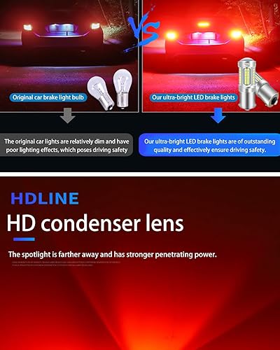 Miniatura 9 de Paquete de 10 bombillas LED superbrillantes 1156 1141 1003 BA15S para automóviles 12V sin polaridad 39-SMD chipsets LED con proyector para luces