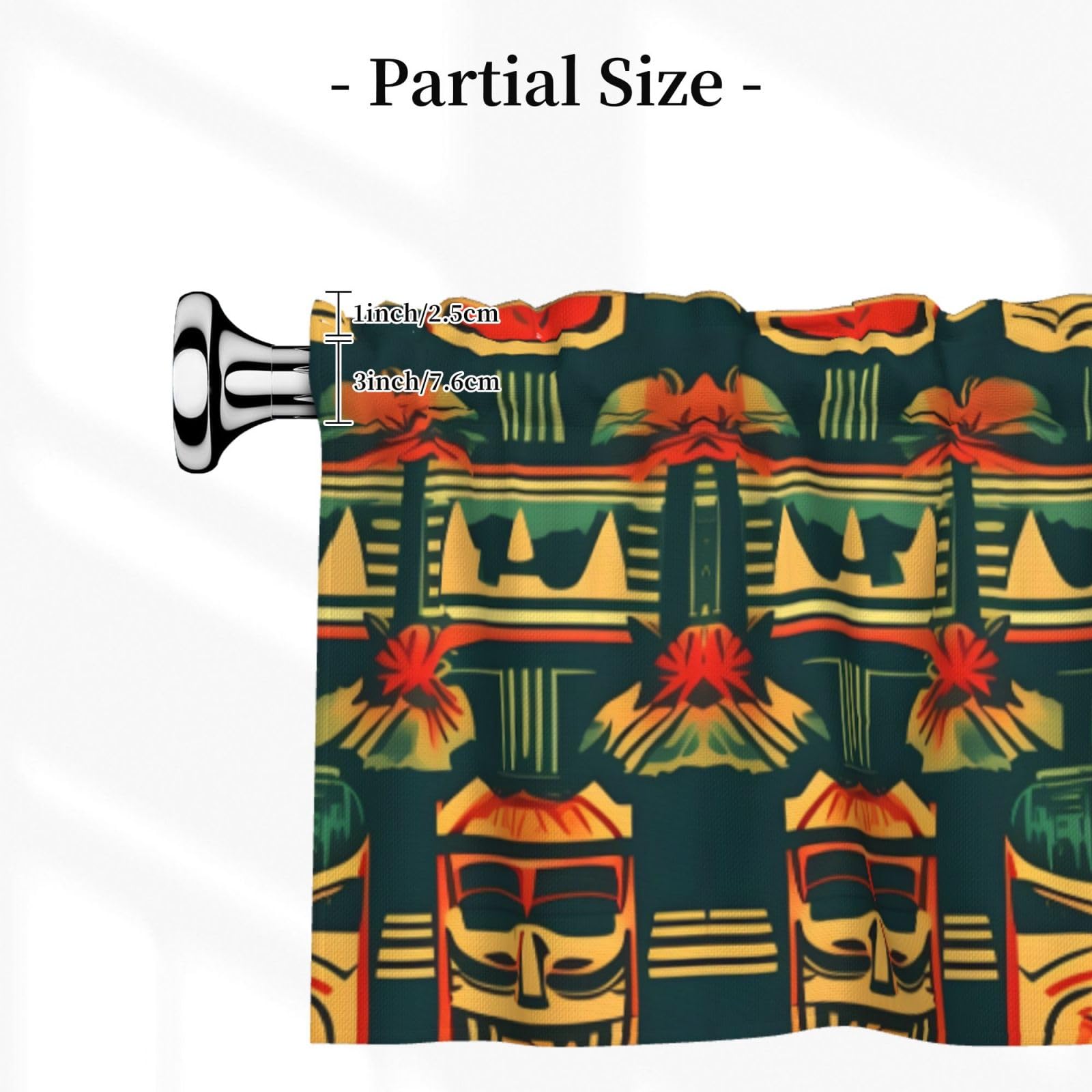 Aloha Tiki Pattern Short Curtains With Valance - 54x18in Kitchen