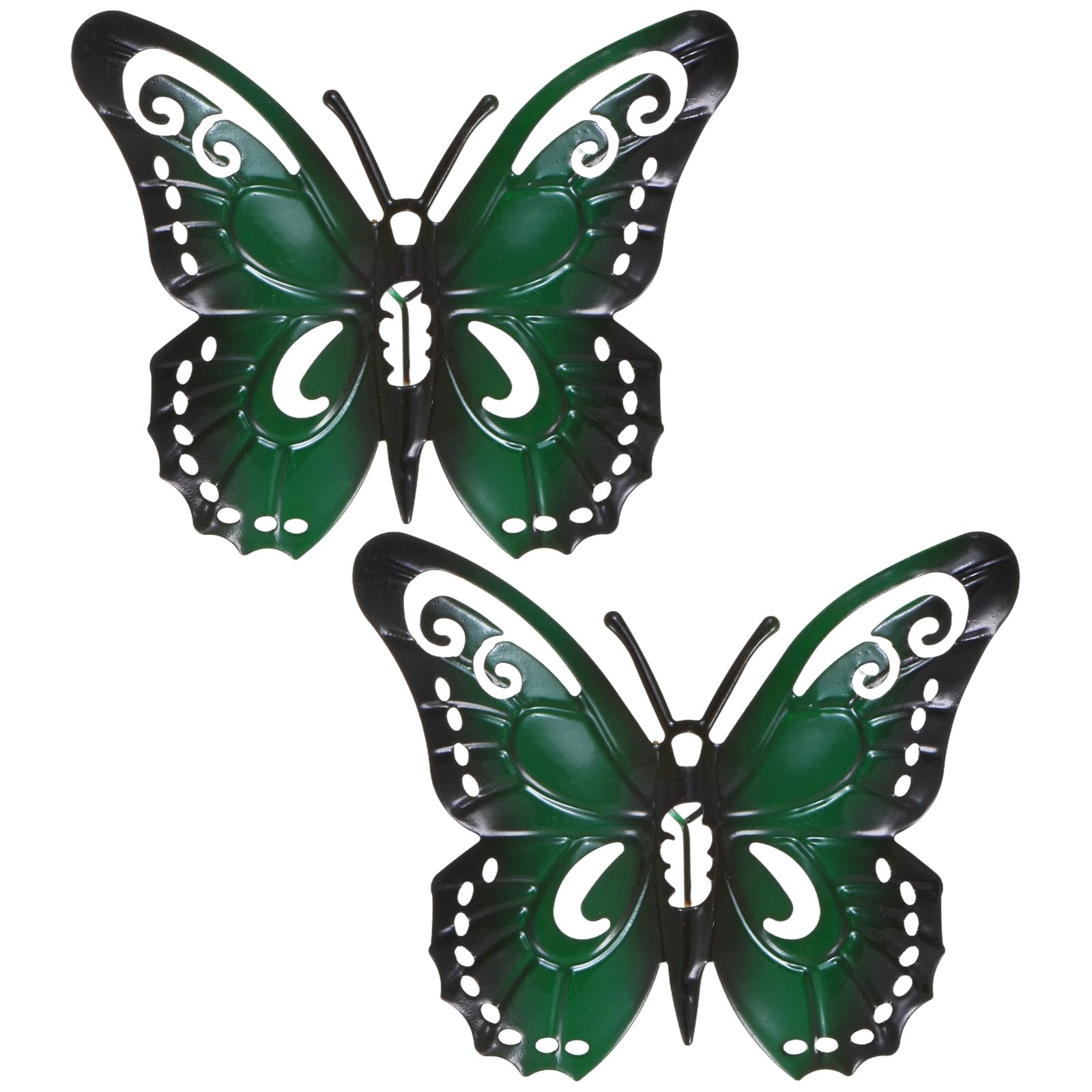 M METERXITY 2 Pack Butterfly Art Wall Decor, Metal Butterfly Wall Decor, Hanging Decorative Hanging Sculpture for Indoor & Outdoor, Fence Yard Patio Garden [ Green, 3.54''x4.33'']