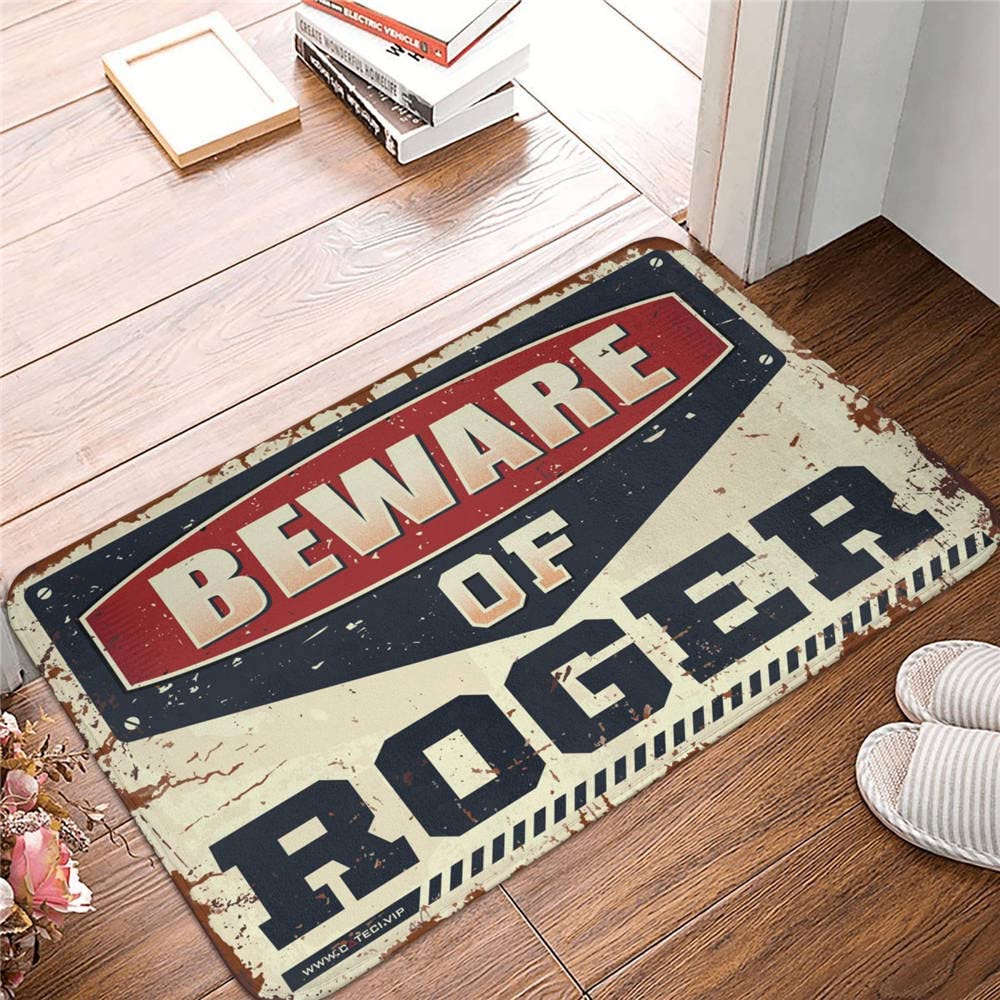 Tapis de porte extérieur drôle Dsoluuing avec message humoristique Roger
