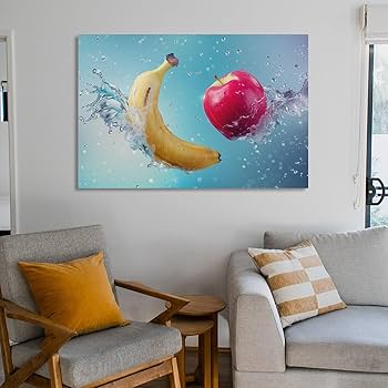 Amazon.co.jp: 絵画 バナナとリンゴの組み合わせ アートパネル