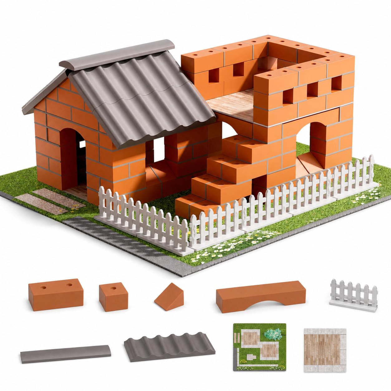 Amazon.co.jp: JWQFBC ミニチュア レンガ 建築 ブロック DIY キット