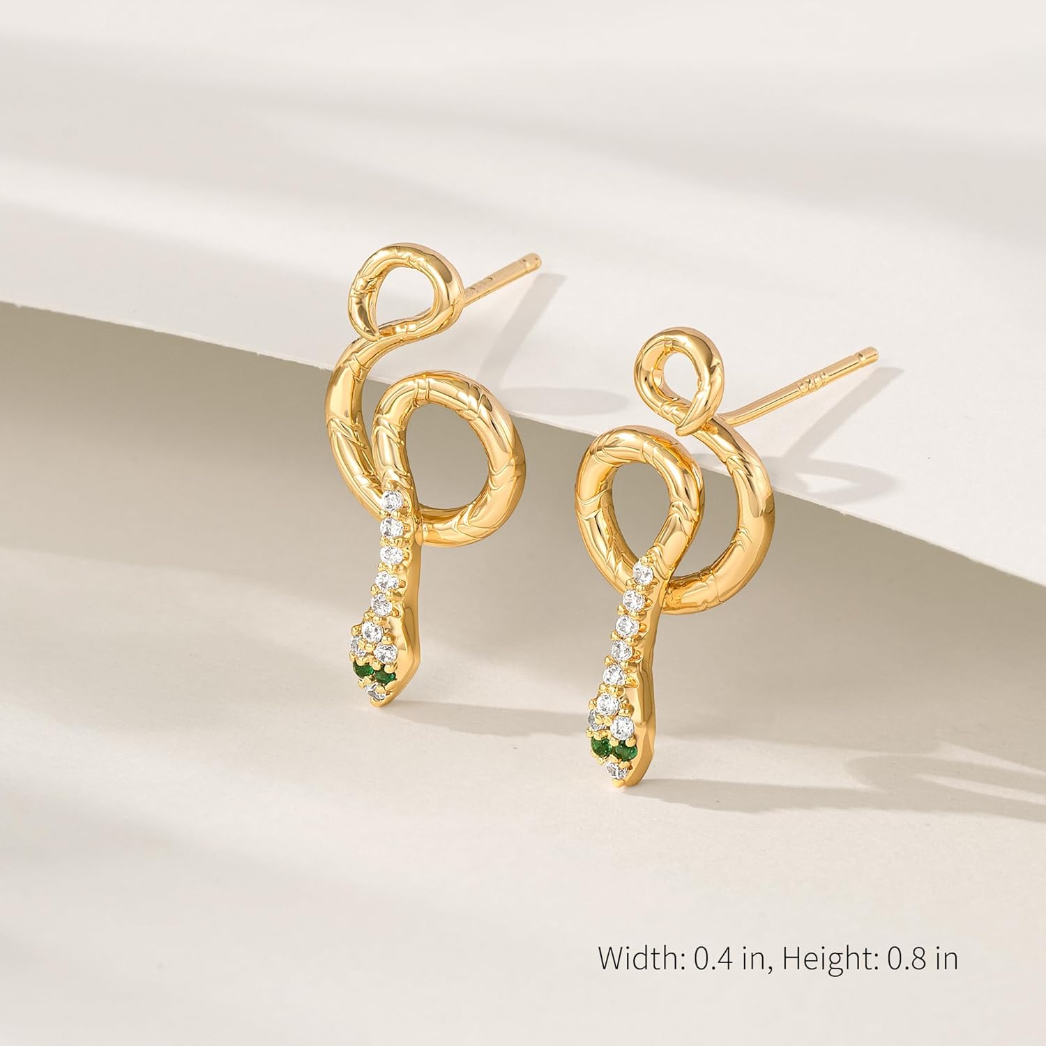 OSIANA Snake Drop Earrings for Women, 14K Gold Plated Teardrop Dangle Design Cubic Zirconia Handmade Jewelry Coil Spiral Style - Image 5