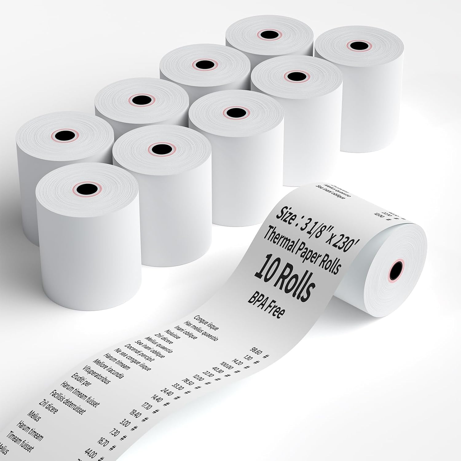 (50 Rolls) 3 1/8" x 230' Thermal Receipt Paper Rolls, Cash Register POS Thermal Paper, Credit Card Rolls Thermal 3 1/8 in x 230 ft.