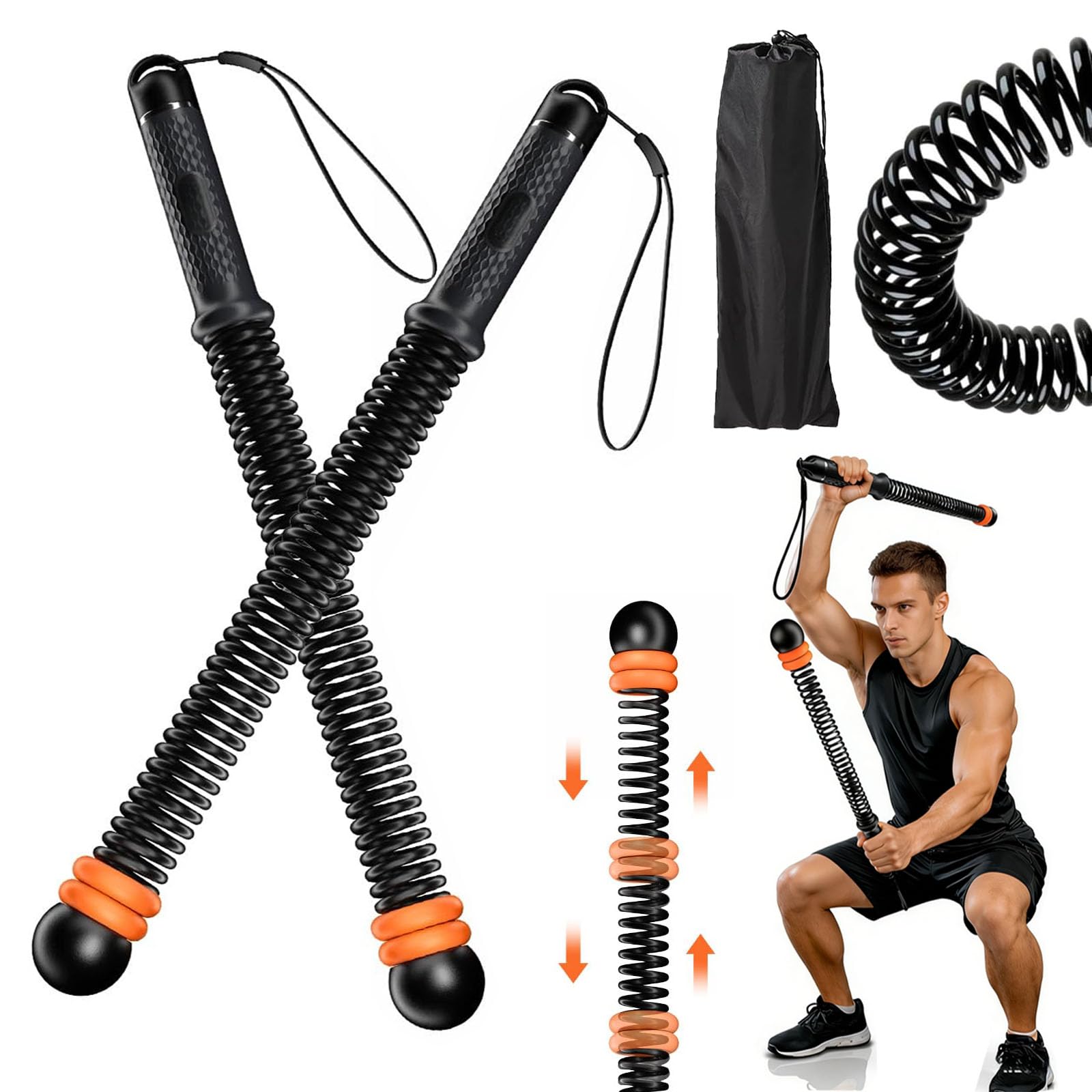 New Upgrade Weighted Ropeless Battle Ropes,Adjustable Weights Cordless Battle Ropes Heavy Duty Workout Rope Men Women Arm Exerciser for Indoor Outdoor Home Gym Office Strength Workout