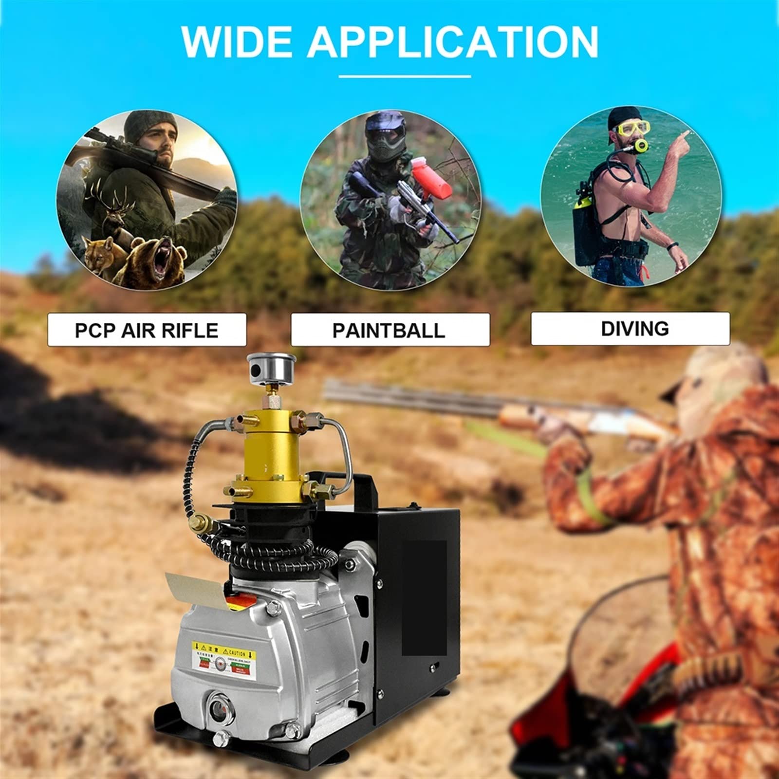 VChics TXES031 4500Psi 300Bar 30MPpa Compressore d'Aria Elettrico PCP Pompa ad Alta Pressione Serbatoio di gonfiaggio Bottiglia da Immersione