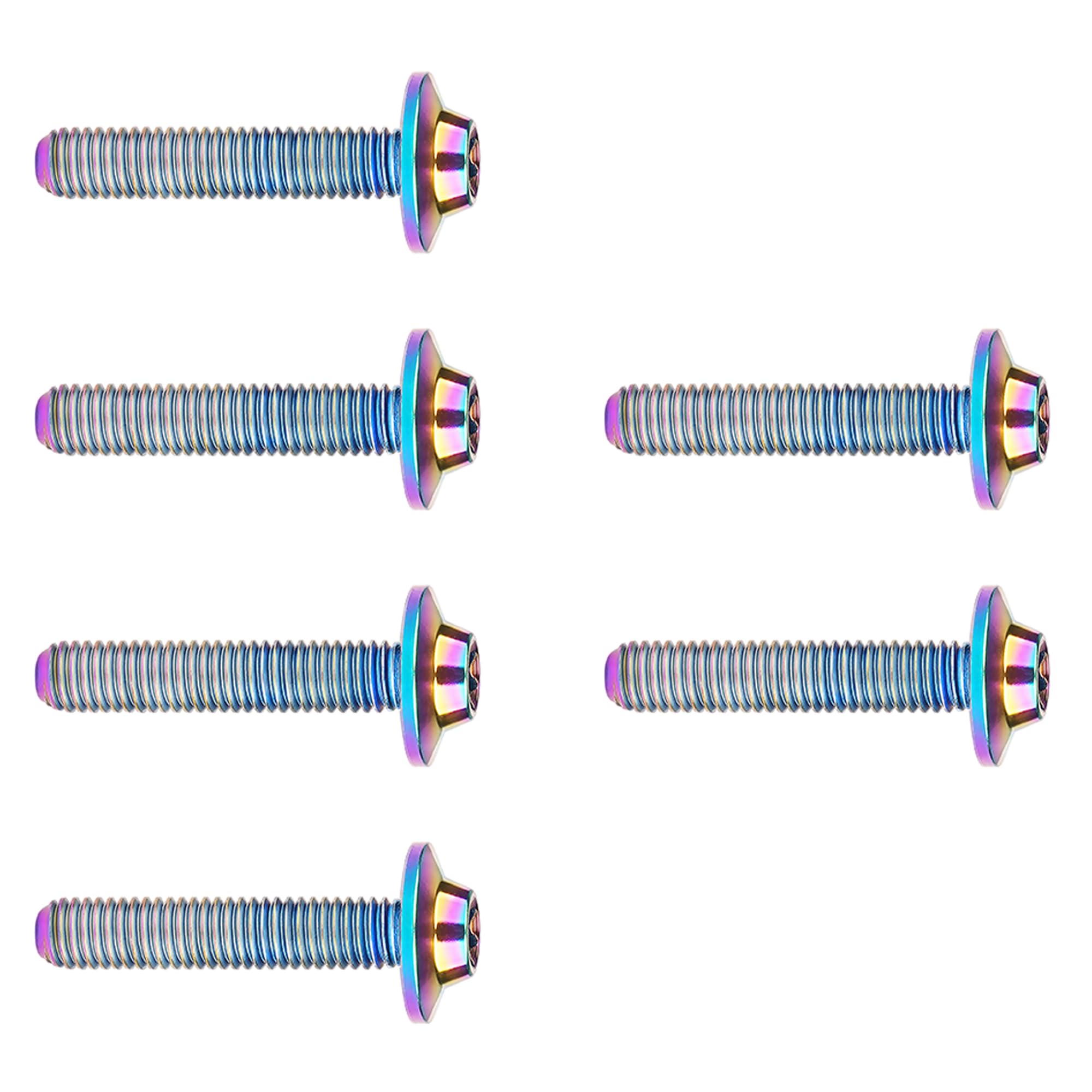 DWAMMEBRS Bolt M5 M6x10 12 15 20 25 30 35mm T25 T30 Torx Head Screw Pack of 6(Rainbow,M6x25mm)