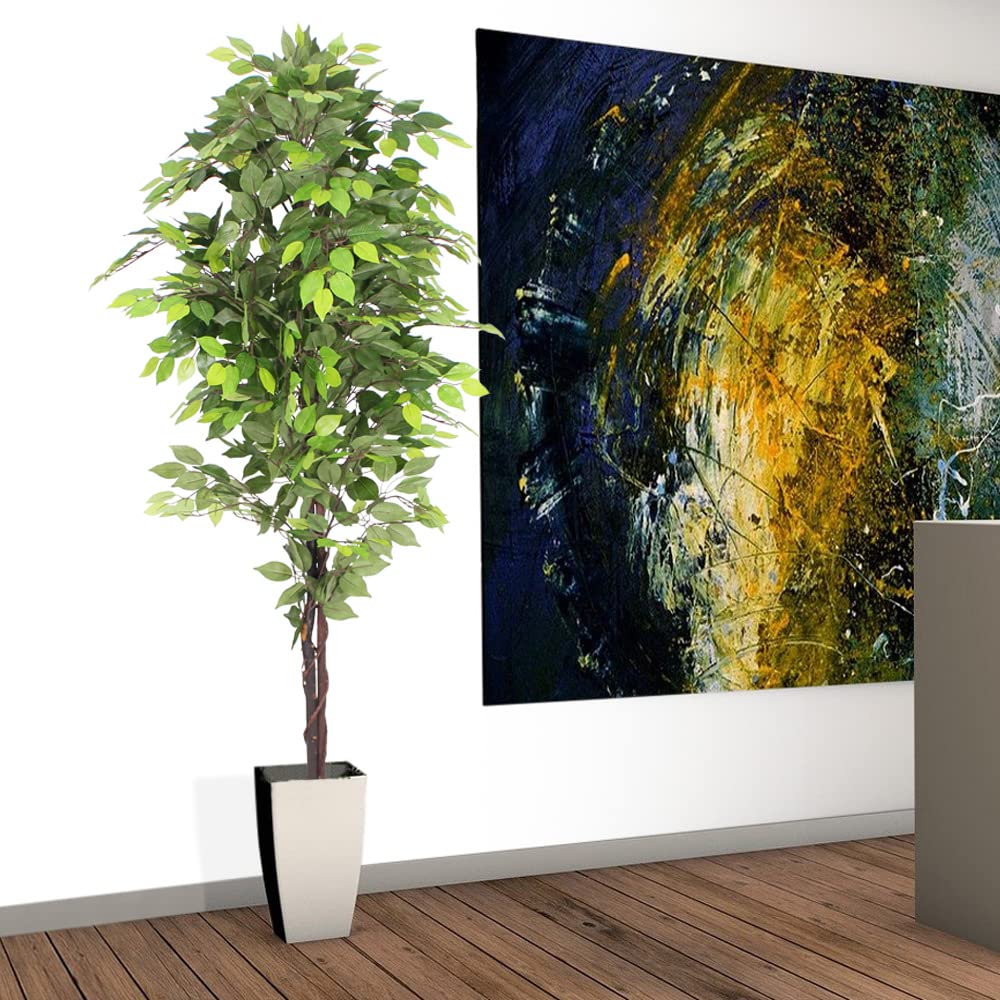 Ficus Plante Artificielle 180cm avec Bois Véritable Decovego