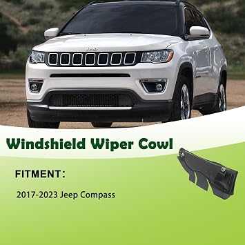 Left Side Front Windshield Wrap Corner Trim Wiper Cowl Panel Compatible with 2017-2023 Jeep Compass Replaces 7AA47RXFAA 5UT13RXFAB 53223829 Engine Hood Hinge Cover