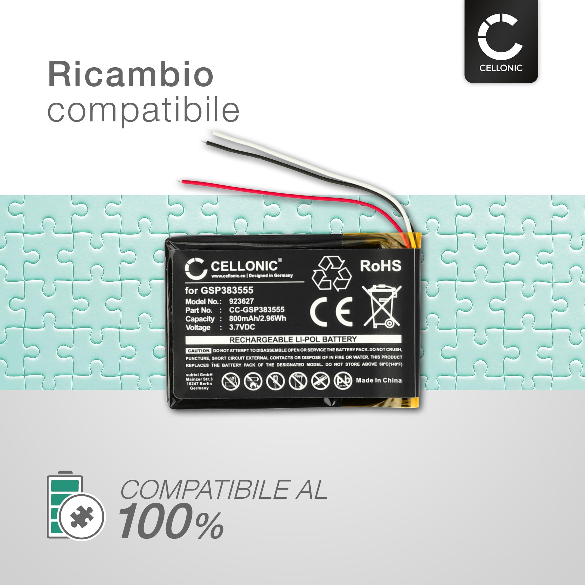 Batteria per JBL Clip 2, Clip 2 An ,CLIP2BLKAM,P04405201 Sostituito GSP383555
