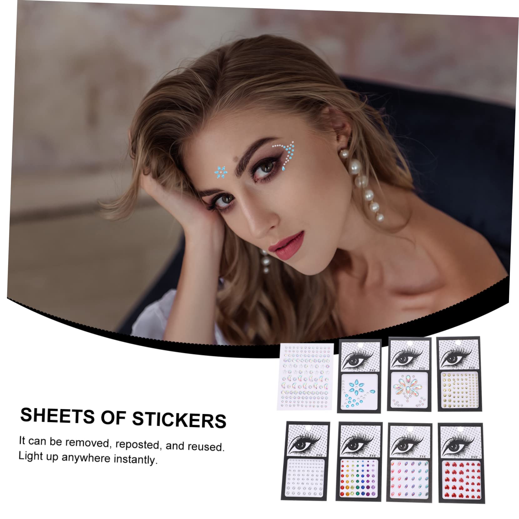 Healvian 32fogli Gemme Adesive Per Viso e Corpo Stick Face Jewels Brillantini Per Festival Halloween Cosplay e Feste Mascherate Design Variegato Per Decorazioni Uniche