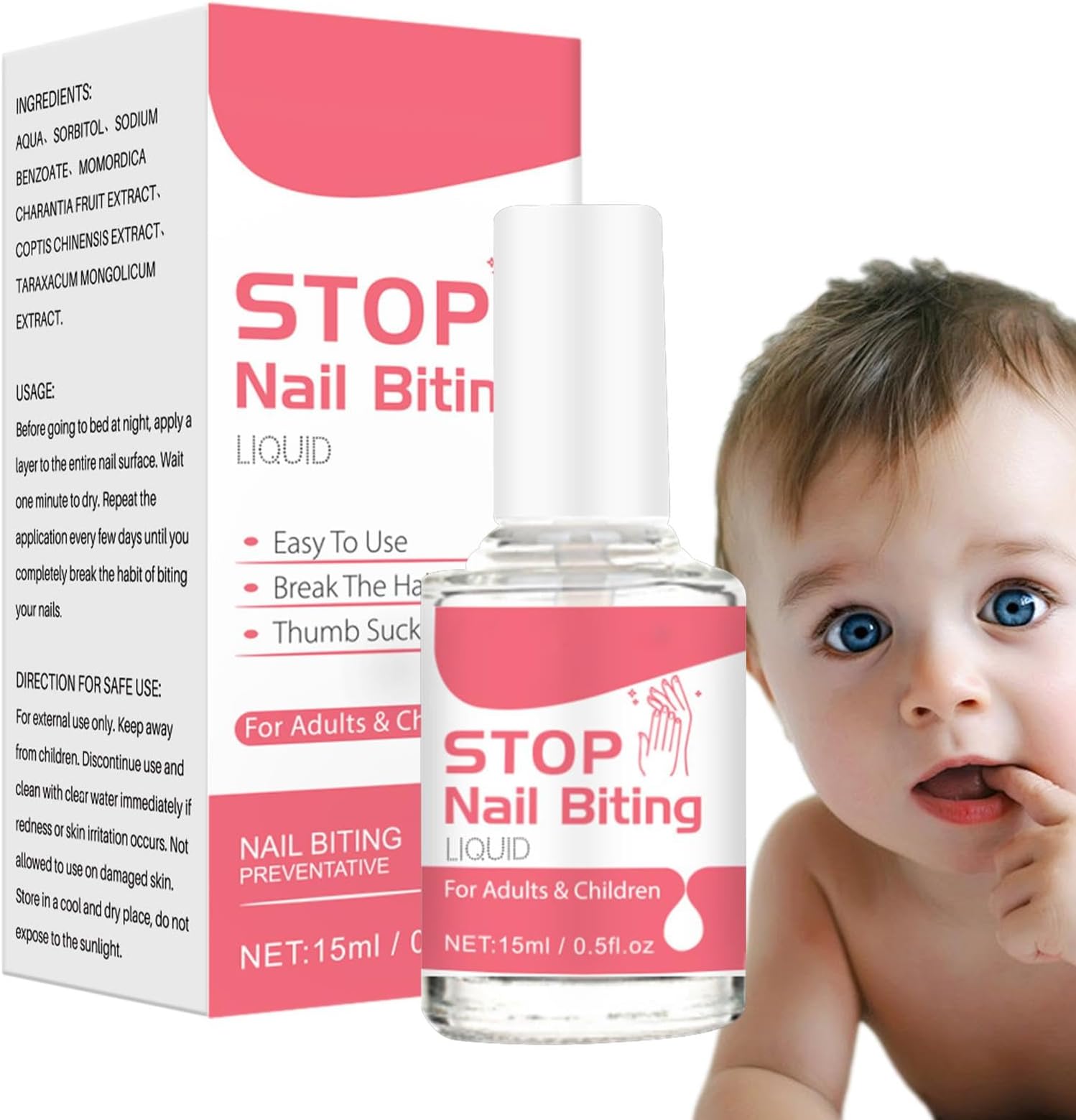 15ml Stop Nail Biting,Thumb Sucking, Stop Nail Bitting Bitter Taste Liquid, Nail Biting Prevention For Kids Adults,Clear, Fast And Easy Application, Water Resistant