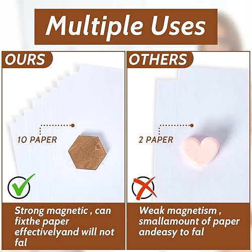 Miniatura 6 de Dunzy 30 imanes hexagonales magnéticos de madera para nevera, pizarra blanca, imanes decorativos de oficina, accesorios de cocina de madera para