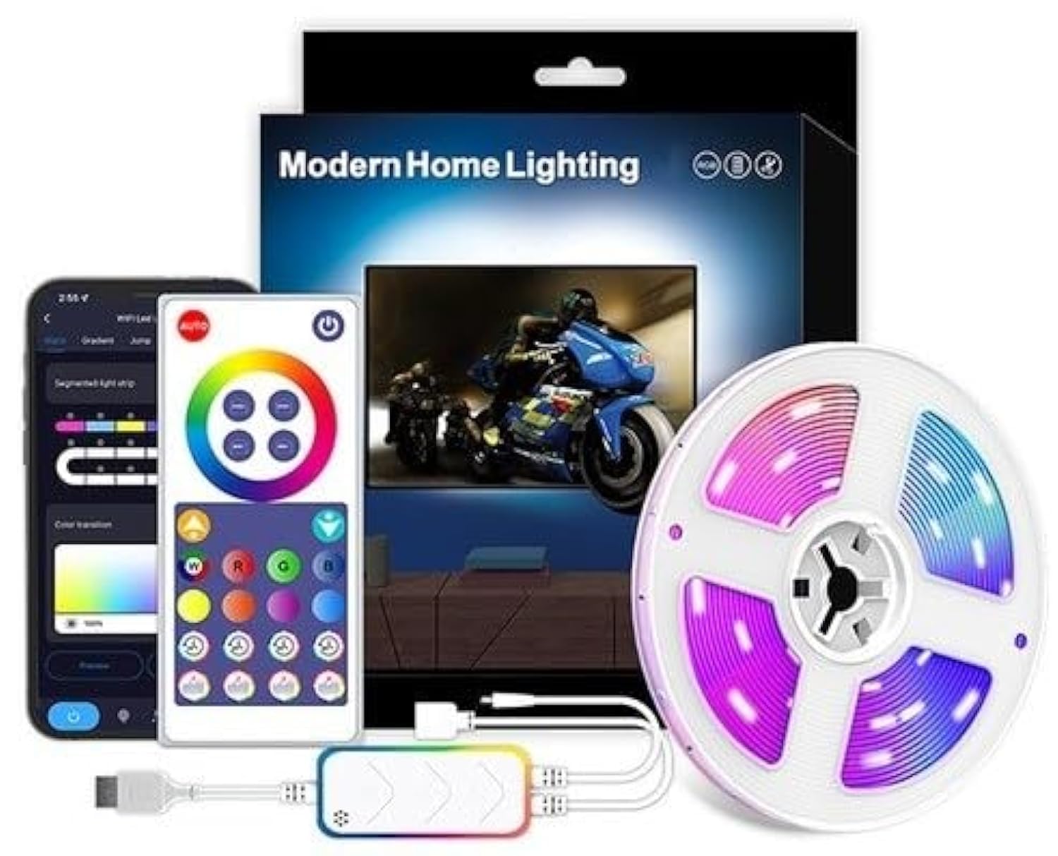 Q21-5M Wi-Fi TV light strip USB powered 5V 5050RGBIC Magic Music Voice Control Tuya smart backlight strip(5 Meters)