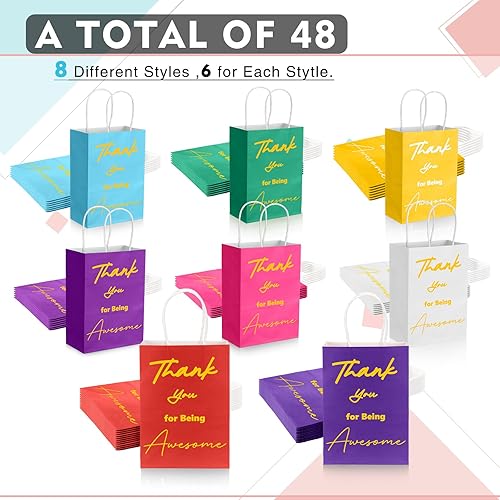 Miniatura 2 de Sweetude 48 bolsas de regalo de agradecimiento con asas, bolsas de papel de regalo de agradecimiento a los empleados, bolsas de papel de