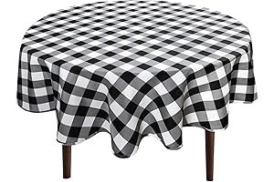 Hiasan Checkered Round Plaid Tablecloth 60 Inch