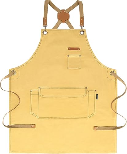 Delantal de chef para hombres y mujeres con bolsillos, delantal de espalda cruzada para cocina, hornear, pintura de artista, delantales de trabajo
