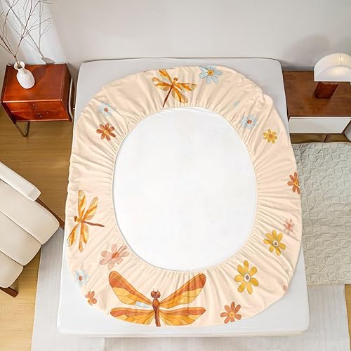 Miniatura 5 de Juego de sábanas retro de los años 60 y 70, tamaño Queen, Groovy Flower Power Peace Sign, juego de ropa de cama bohemio con diseño de mariquita y