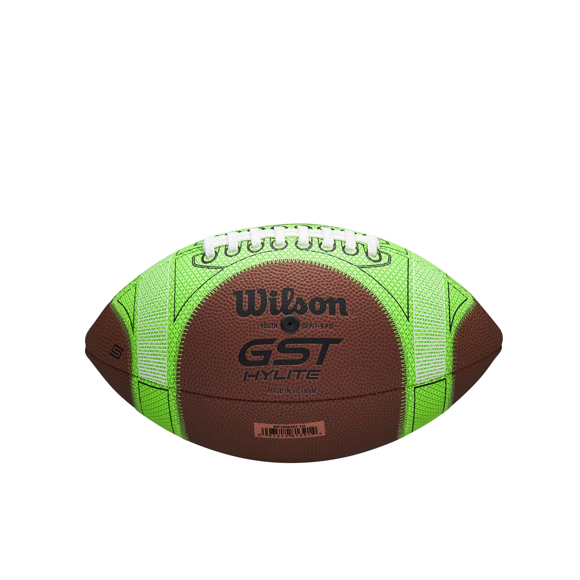 WILSON GST SpeedSkin Hylite Football - Brown/Green, Junior Size