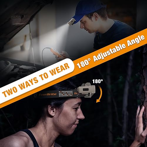 Miniatura 4 de EverBrite Luces de sombrero recargable con clip con sensor de movimiento, 3 modelos LED de 180 lámpara de cabeza ajustable para llevar y clip para