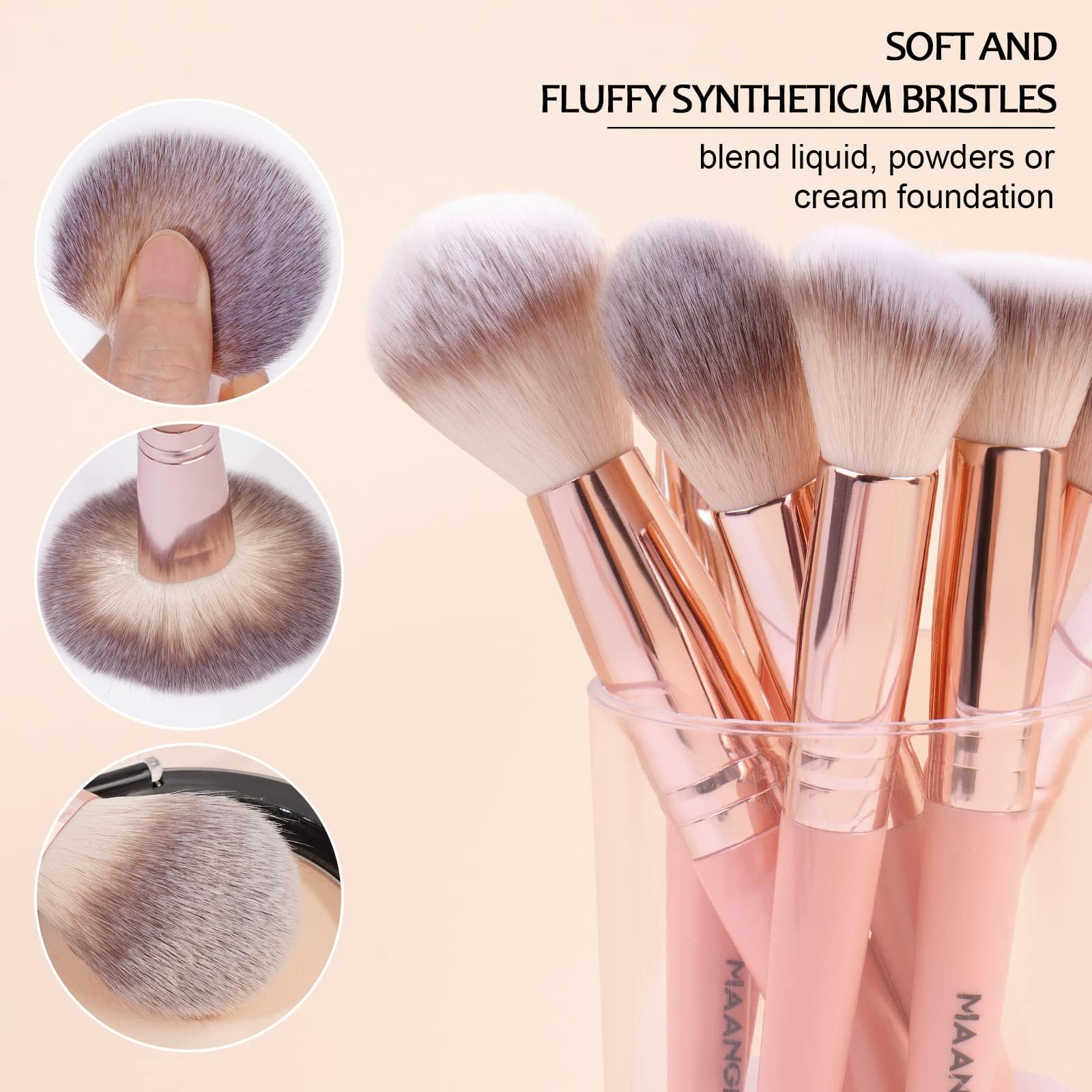 MAANGE Make up Brushes 38 Pcs Makeup Kit, Premium Synthetic Foundation Powder Blending Face & Eyes Makeup Brush Set - Image 4