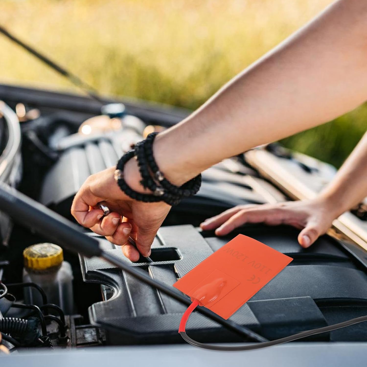 ORFOFE Engine Oil Pan Heater Pad Efficient Heating and Safe Reliable Performance 120w Silicone Rubber with US Plug for Car Radiator and Hydraulic Fluid Reservoir