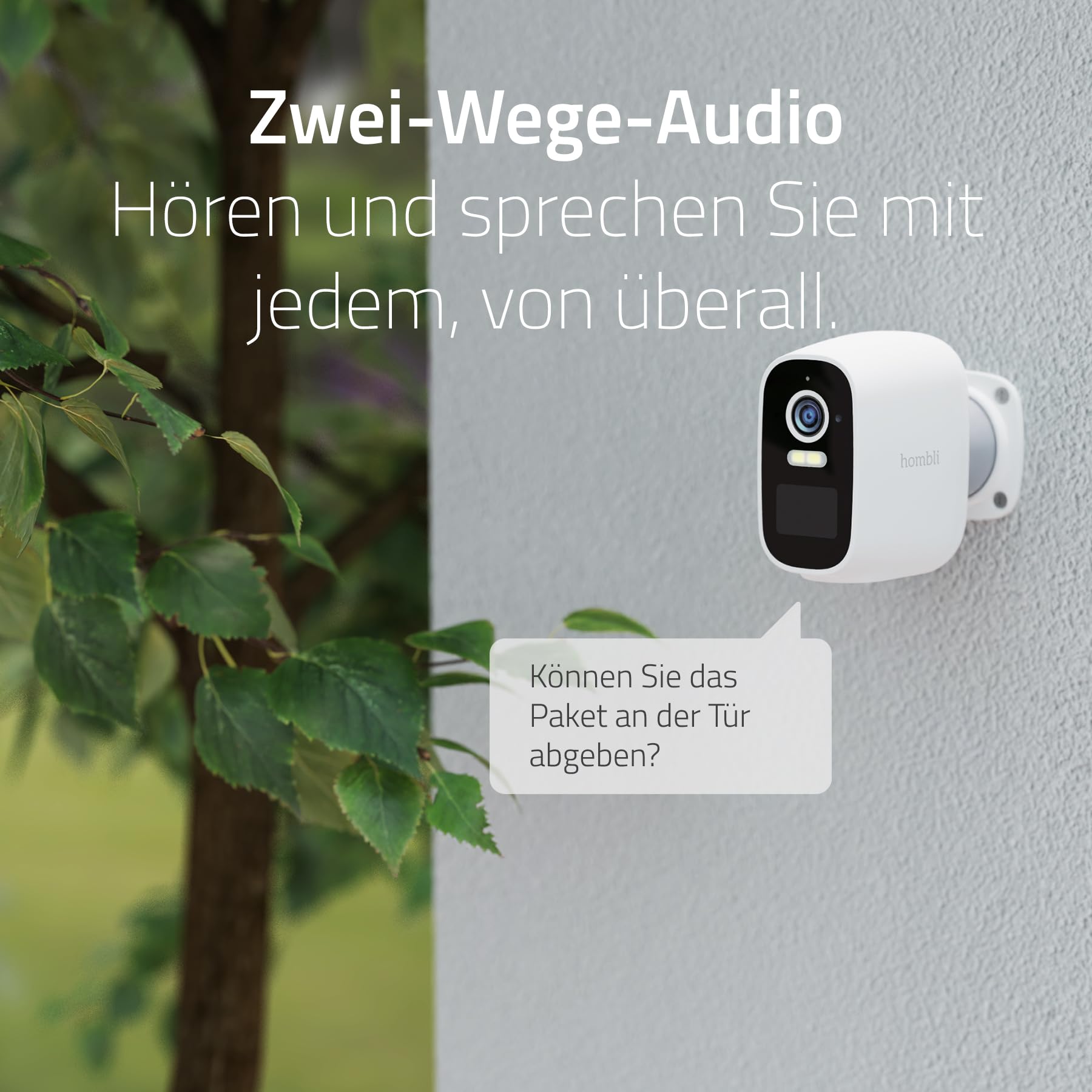 Hombli Battery Cam, Überwachungskamera mit Akku 2K, QHD, Nachtsicht, Weiß
