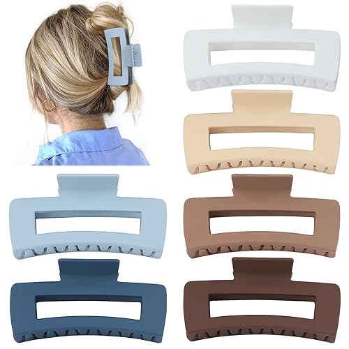 Miniatura 95 de Pinzas grandes para el cabello de 4 pulgadas, 6 clips cuadrados grandes para cabello grueso, accesorios rectangulares antideslizantes