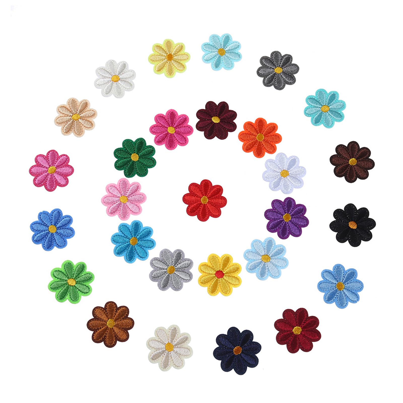 24 Stück Blumen-Aufbügler (4 X 4 Cm) – 12 Farben, Gestickte Gänseblümchen-Patches Zum Aufbügeln Oder Aufnähen