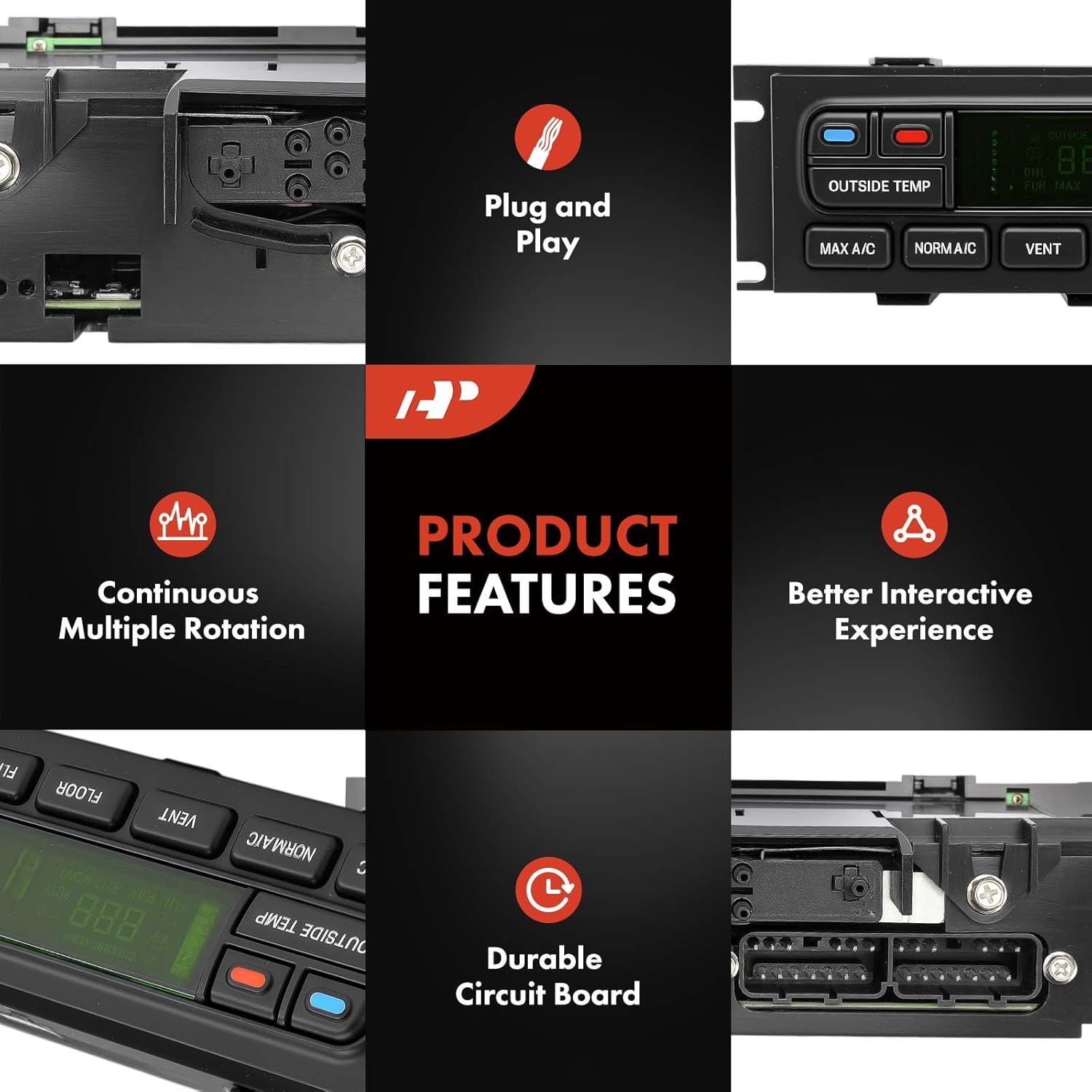 A-Premium Heater Climate Control Panel Module Compatible with Mercury & Ford Vehicles - Grand Marquis 2003-2011, Marauder 2003-2004, Grand Marquis 2003-2004 - Without Rear Defrost