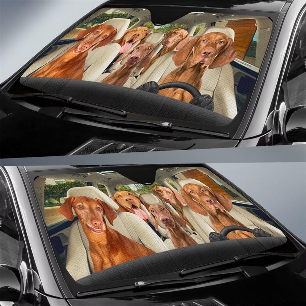 Vizsla Dog Car Sunshade Window Windshield, Pet Car Windshield Sunshade,Foldable Sun Blocker UV Ray Reflector Auto Front Window Sun Shade Visor Shield for Car Truck,SUV,Keeps Vehicle Cool image 2