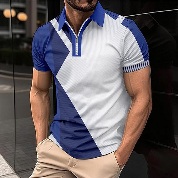 Big and Tall T Shirts for Men Short Sleeve Quarter Zipper Polo Shirt Lightweight Pullover Shirt Trendy Clothes