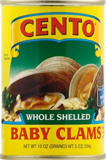 Cento Whole Baby Clams, 10 oz Can - Shelled, Tender Clams for Pasta, Chowder & Seafood Recipes
