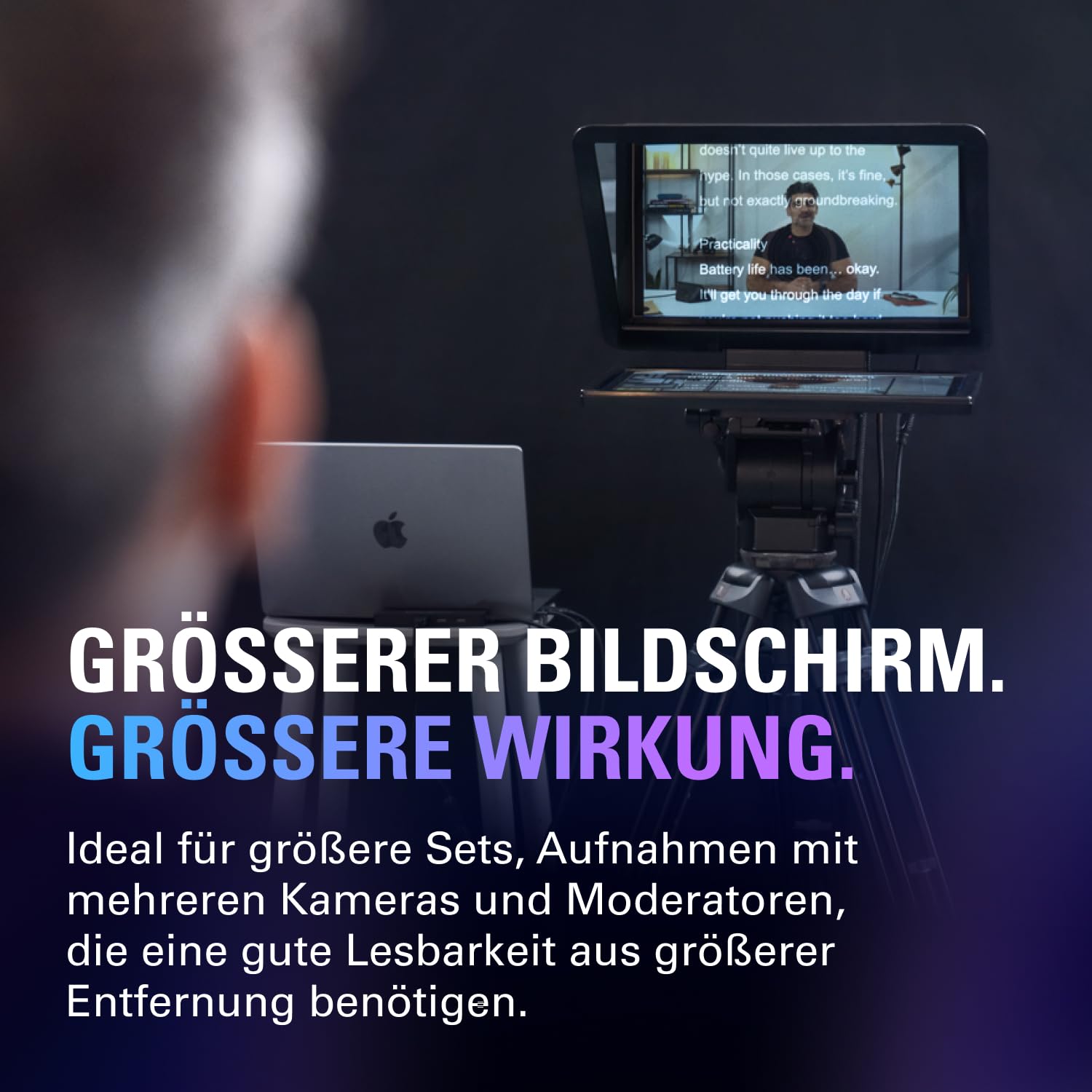Elgato Prompter XL, vollformatiger Teleprompter, abnehmbar | 15,6-Zoll-Display abnehmbar, Full HD, doppelt als Konferenzmonitor, DSLR, spiegellos, USB-C 3.2