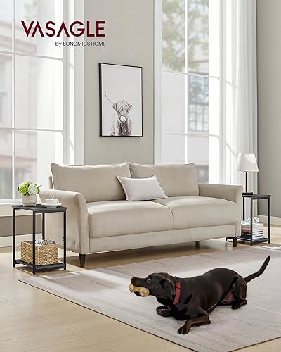 Miniatura 60 de VASAGLE - Juego de 2 mesas auxiliares con estante de almacenamiento, mesas de noche delgadas, marco de acero, para sala de estar, estudio o café