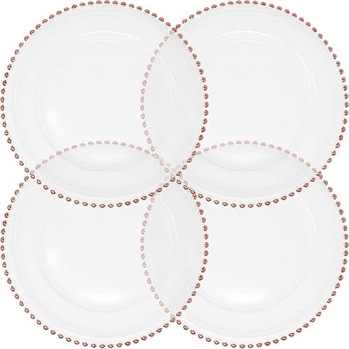 Miniatura 2 de Cargador de vidrio transparente de 12.6 pulgadas con borde de cuentas - Juego de 4 - Transparente