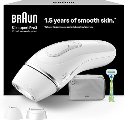 Braun Depiladora Luz Pulsada Silk·expert Pro 3, PL3222, Blanca/Plateada | Alternativa a Depiladora Laser, IPL, Eliminación...