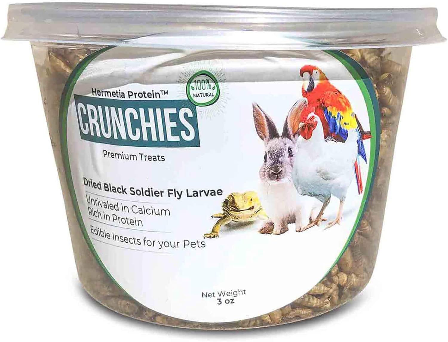 Hermetia Protein® CRUNCHIES Dried Black Soldier Fly Larvae (3oz) BSFL Bird & Chicken Treats | More Calcium, Protein, Fat Than Mealworms…